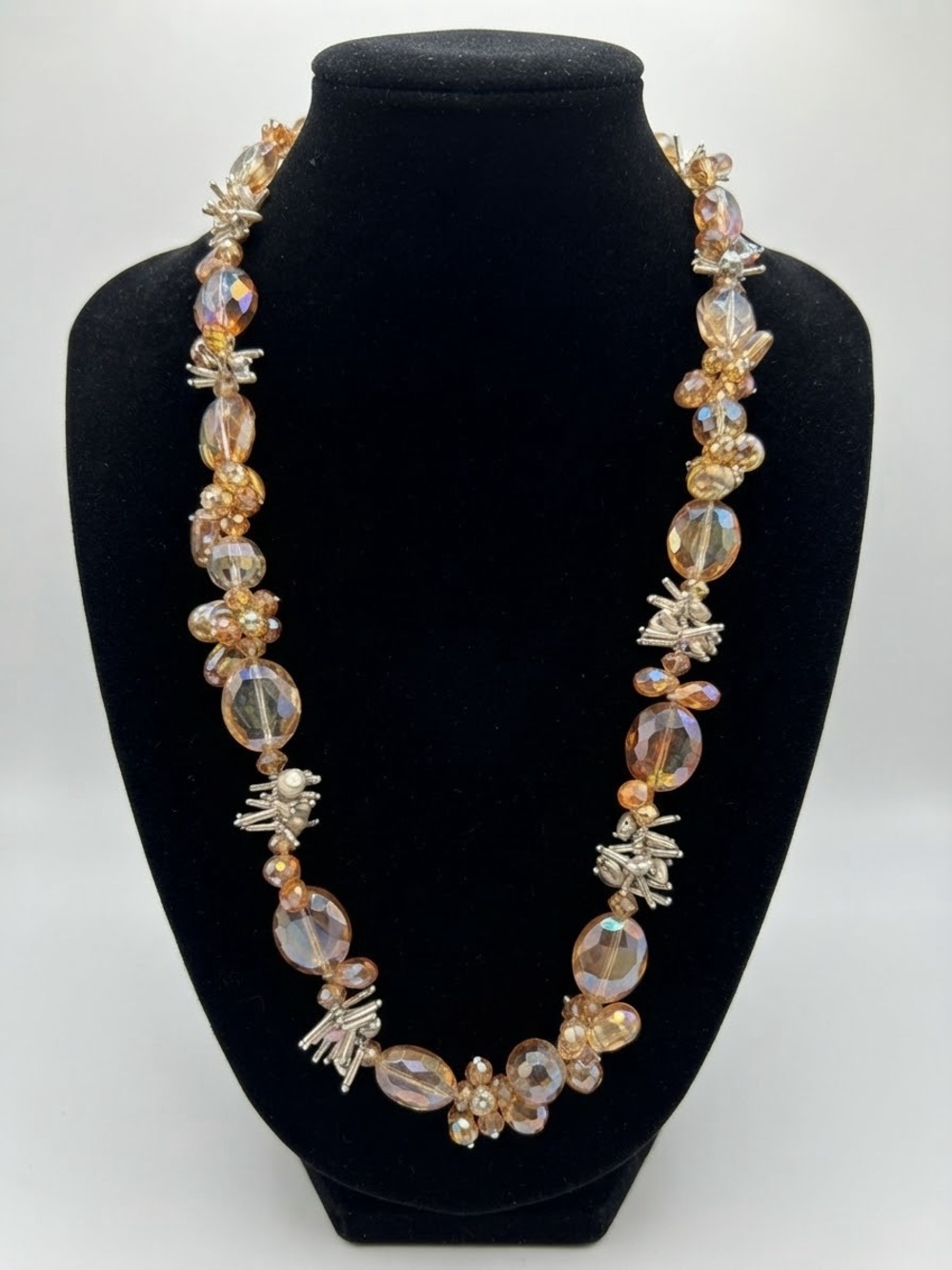 Aurora Crystal Bead Necklace - Champagne Pink
